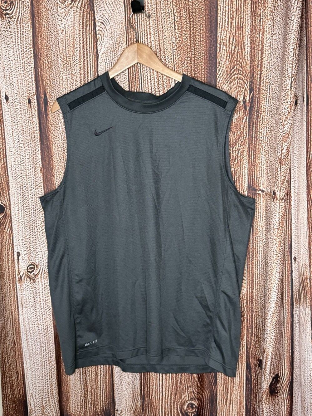 Nike Mens Dark Gray Sleeveless Athletic Dri-Fit Workout Shirt Size XL